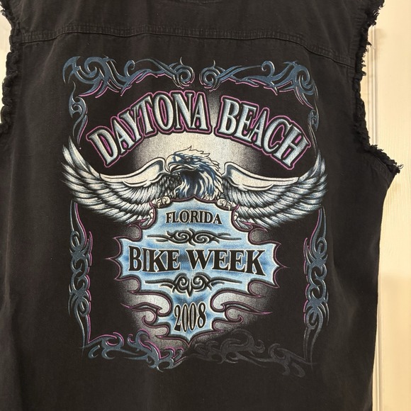 Biker Design Other - Mens 2008 Daytona Beach Bike Week Black Denim Vest Motorcycles Riding Size Lg